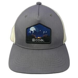 Coal Trucker Hat Gray White One Size Mountain Patch Mesh Snapback Night Scene